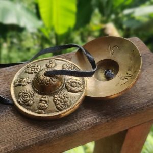Brass Tingsha "Eight Auspicious Symbols" (Karatals) (6.5 cm, 200 gr)