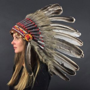 Shamanic Native Americans Hat With Turkey Feathers