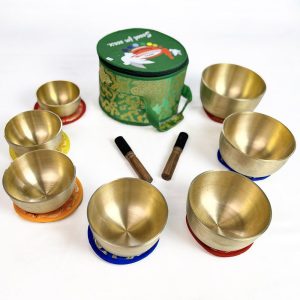 Small Singing Bowls Golden Set (7 bowls) (10-15 cm, 3.9 kg)