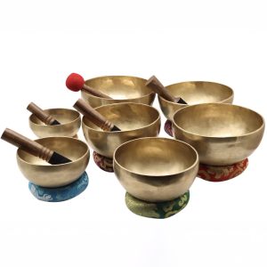 Singing Bowls Chakra Set Matte Gold (7 bowls) (17-24 cm, 8.5 kg)