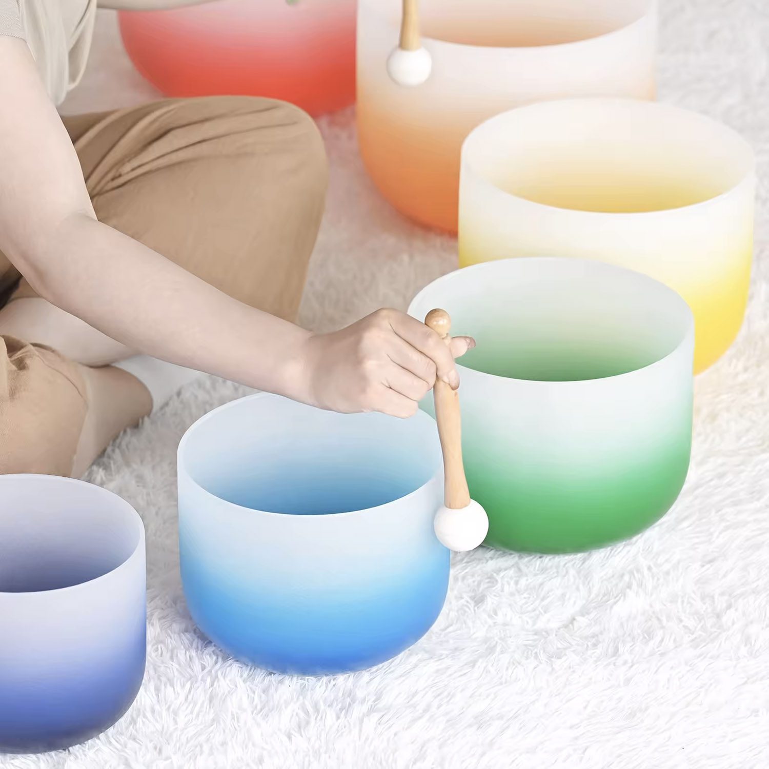 Набор Кварцевых Поющих Чаш Чакра Сет (16-30 см, 13.5 кг) — изображение 3