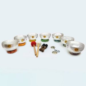 Silver Newmoon Singing Bowls Chakra Set (7 bowls) (17-25 cm, 10 kg)