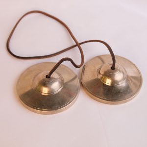 Bronze Tingsha Plain Golden (Tibetan Bells) (8.3 cm, 560 gr) (+ case)