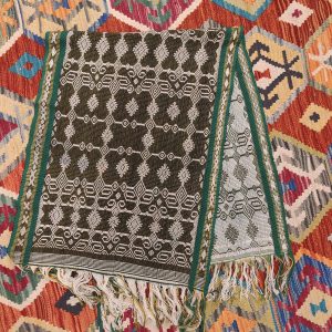 Ceremonial Handmade Cotton Altar Cloth Green Yellow (124x50cm)