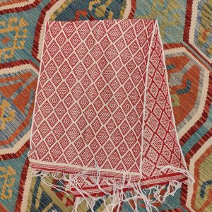 Ceremonial Handmade Cotton Altar Cloth Red White (125x44cm)