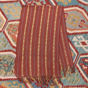 Ceremonial Handmade Cotton Altar Cloth Red Yellow (142x44cm)