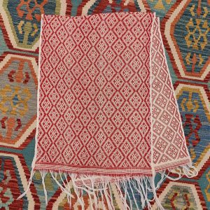 Ceremonial Handmade Cotton Altar Cloth Red White (140x49cm)