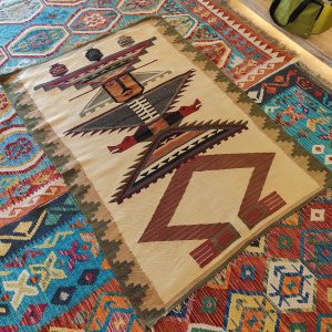 Shamanic Mexican Handmade Wool Blanket Green (160x100cm)
