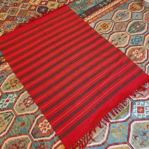 Shamanic Mexican Handmade Wool Blanket Red (190x145cm)