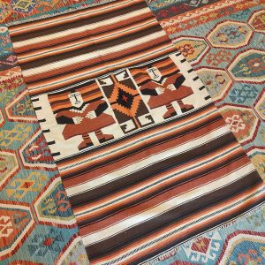 Shamanic Mexican Handmade Wool Blanket Brown (205x123cm)