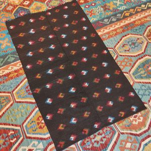 Shamanic Mexican Handmade Wool Blanket Black (164x102cm)