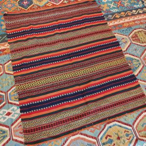 Shamanic Mexican Handmade Wool Blanket Orange (144x126cm)