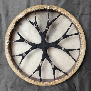 Shamanic Drum With Leather & Silver 925 "Black Eye" (50 cm) (+ case)