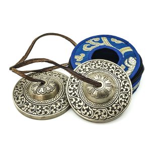 Bronze Tingsha "Plants Pattern" (Karatals) (8 cm, 500 gr) (+ case)