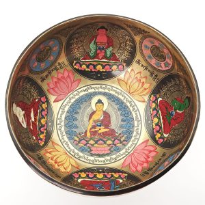 Thangka Mandala Hammered Singing Bowl "Dhyani Buddhas" - A#3 (20 cm, 1.1 kg)