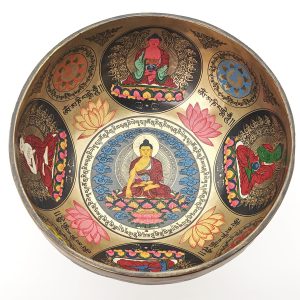 Thangka Hammered Singing Bowl "Dhyani Buddhas" - F3 (21 cm, 1.3 kg)