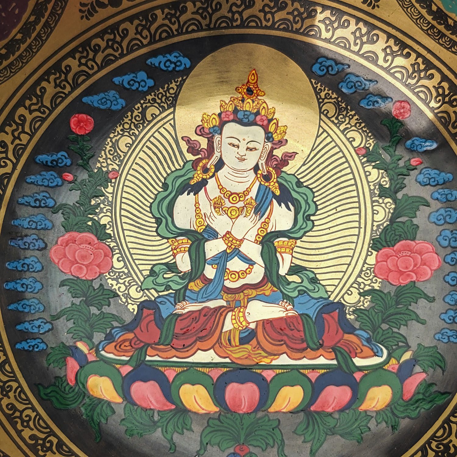 Thangka Hammered Singing Bowl "Vajrasattva" - G3 (19 cm, 1 kg) - Image 4