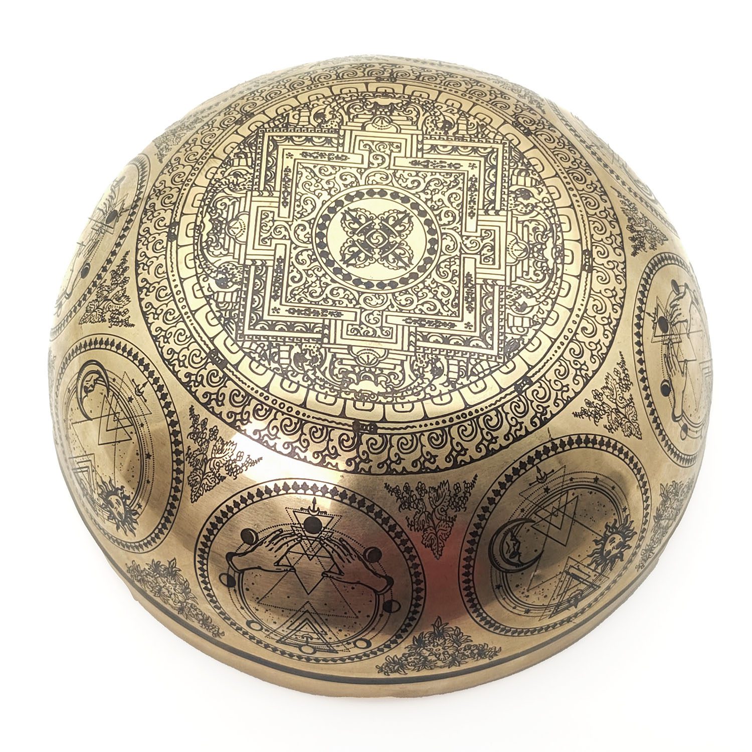 Thangka Hammered Singing Bowl "Green Tara" - D#3 (23 cm, 1.5 kg) - Image 6