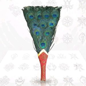 Ritaul Bhutan Smudge Peacock Feather Fan (10 Feathers, 33 cm)